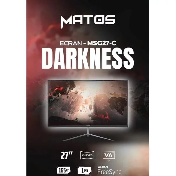 MONITEUR MATOS MSG27-C DARKNESS 165HZ VA CURVED 27 POUCE FHD